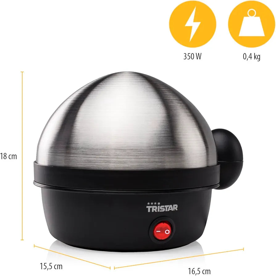 La olla  de huevos Tristar EK-3076 permite cocinar hasta 7 huevos simultáneamente, optimizando el tiempo en la cocina.