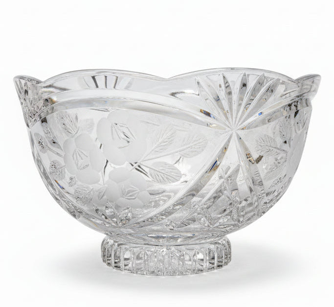Bowl footed Vintage Imperlux, elaborado con cristal de plomo al 24% y cortado a mano