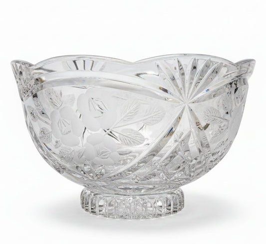 Bowl footed Vintage Imperlux, elaborado con cristal de plomo al 24% y cortado a mano