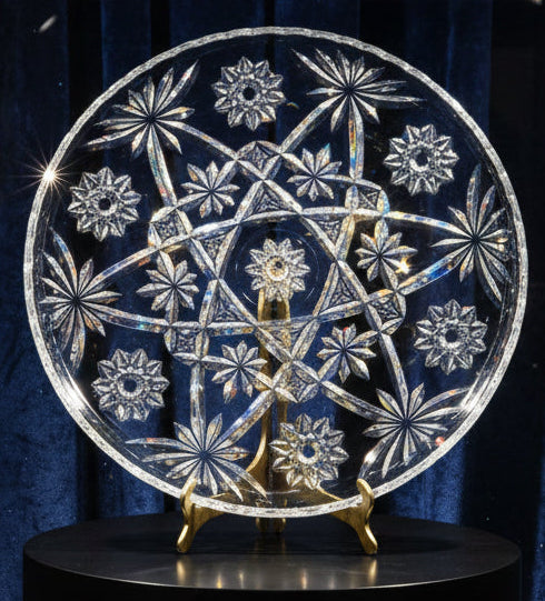 Plato de Vidrio  Motivos Estrella y Floral
