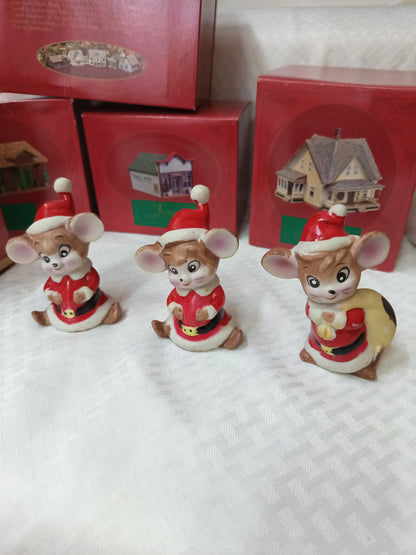 Figura de Navidad– Ratón con Sombrero de Santa (Vintage)
