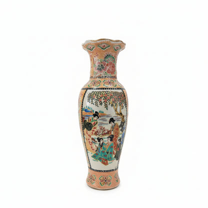 Jarrón- Florero de cerámica japonesa estilo Satsuma 8"pulgada de alto y 2 1/2"diametro