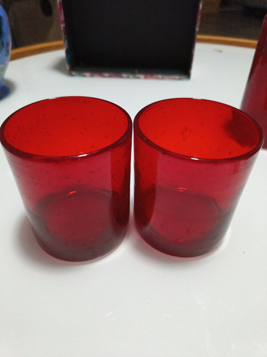 Set de 2 Vaso color rojo rubi