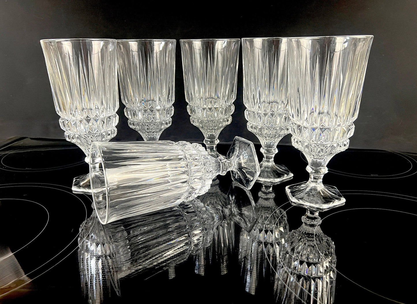 Vintage Fostoria "Heritage Clear" Crystal Goblets, Set of 4