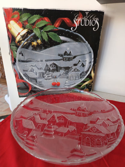 Bandeja de Crystal Redonda Navideña (36Cm.)