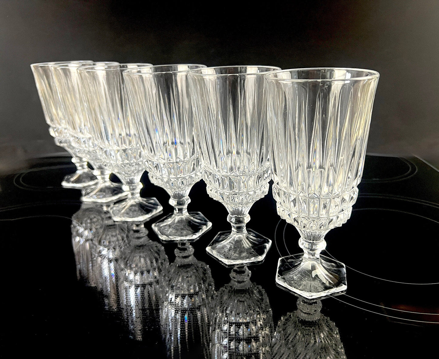 Vintage Fostoria "Heritage Clear" Crystal Goblets, Set of 4