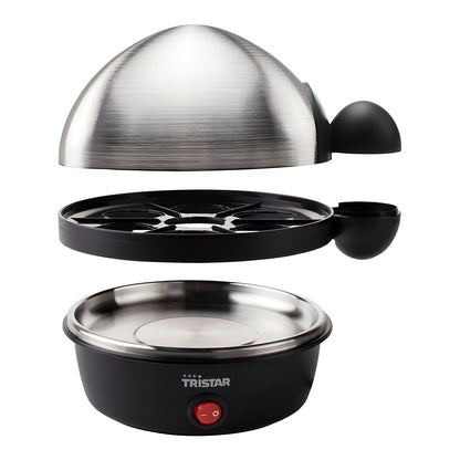 La olla  de huevos Tristar EK-3076 permite cocinar hasta 7 huevos simultáneamente, optimizando el tiempo en la cocina.