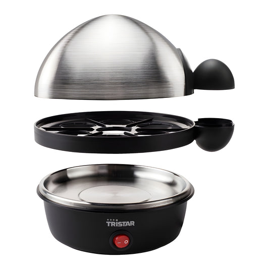 La olla  de huevos Tristar EK-3076 permite cocinar hasta 7 huevos simultáneamente, optimizando el tiempo en la cocina.