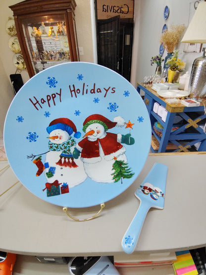 Plato pastelero navideño con Frosty