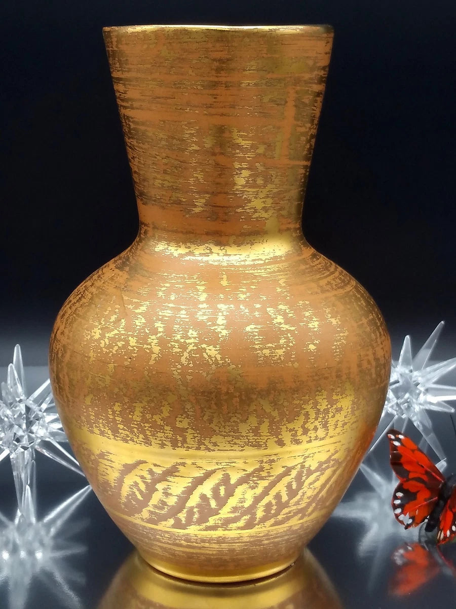 Stangl Granada Gold Vase Hand Painted Crafted vintage Trenton Studio
