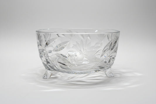 Bowl de cristal 24% plomo decorativo de cristal tallado presenta un diseño vintage de molinete