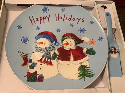 Plato pastelero navideño con Frosty