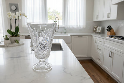 Florero 8” tall CRISTAL D'ARQUES DURAND Villemont Crystal Footed Flower Vase RARE