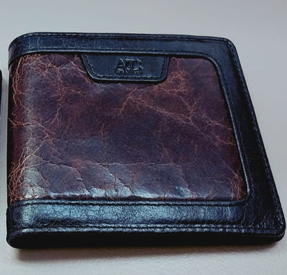 Billeteras bifold de cuero genuino con acabado vintage